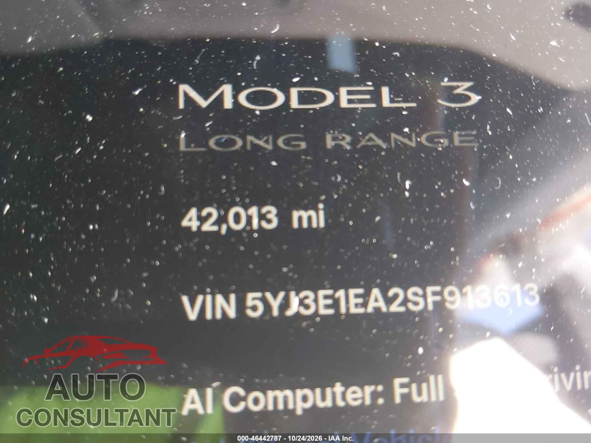 TESLA MODEL 3 2025 - 5YJ3E1EA2SF913613
