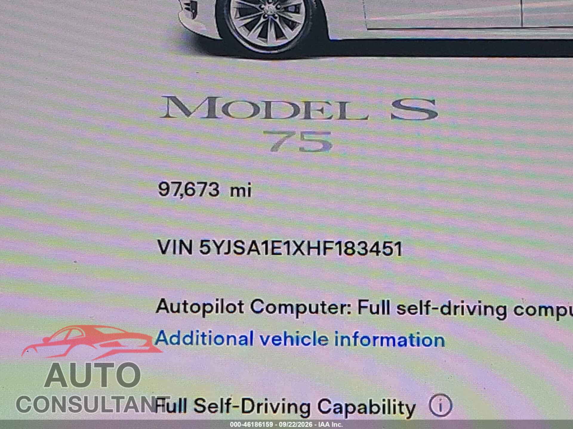 TESLA MODEL S 2017 - 5YJSA1E1XHF183451