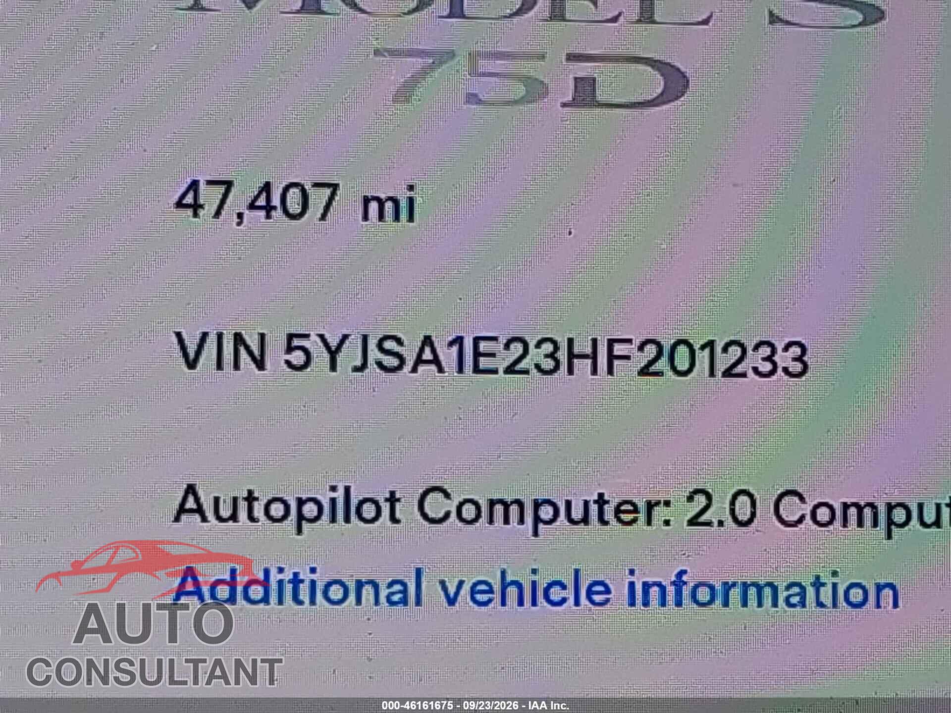 TESLA MODEL S 2017 - 5YJSA1E23HF201233
