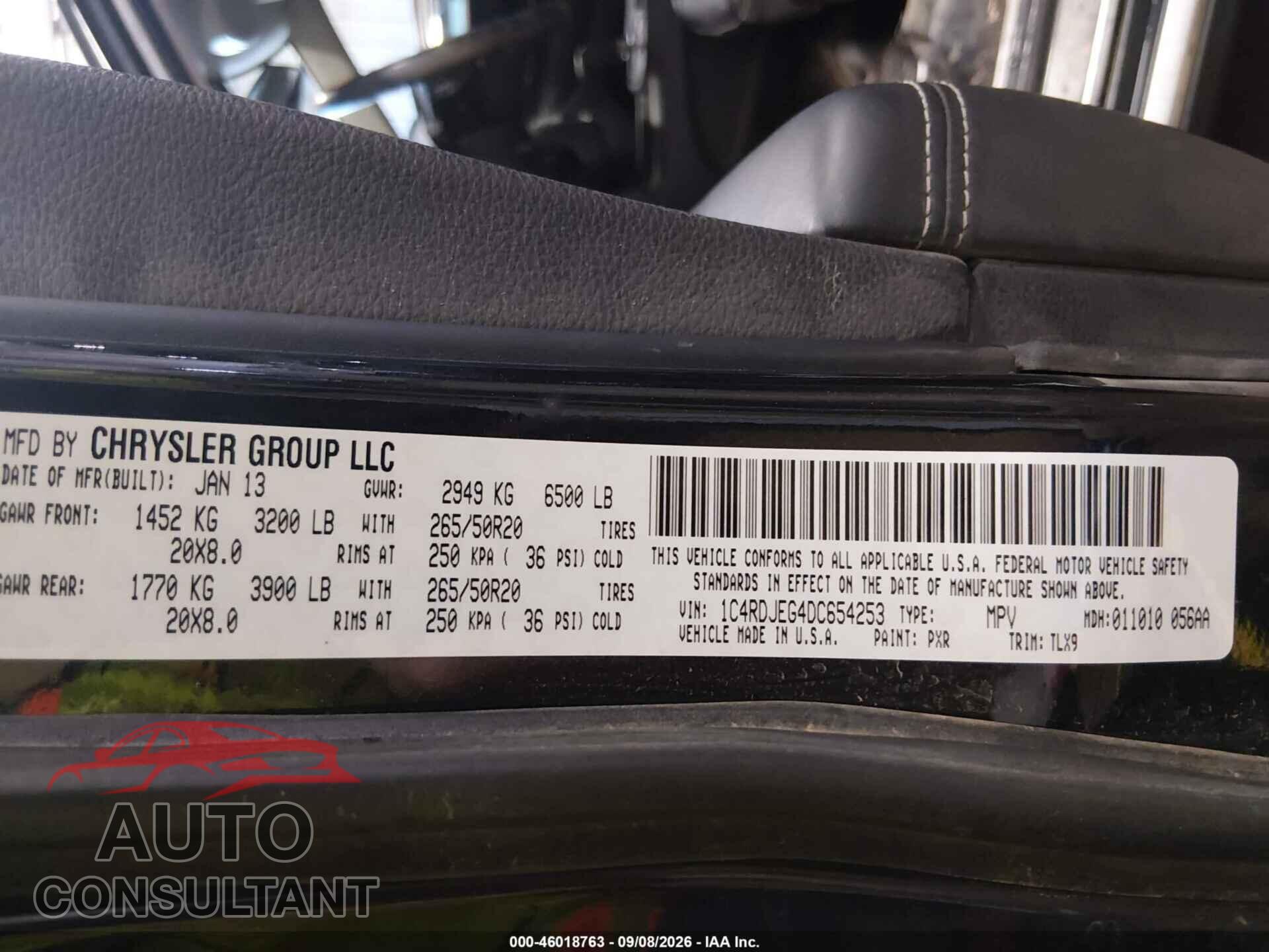 DODGE DURANGO 2013 - 1C4RDJEG4DC654253