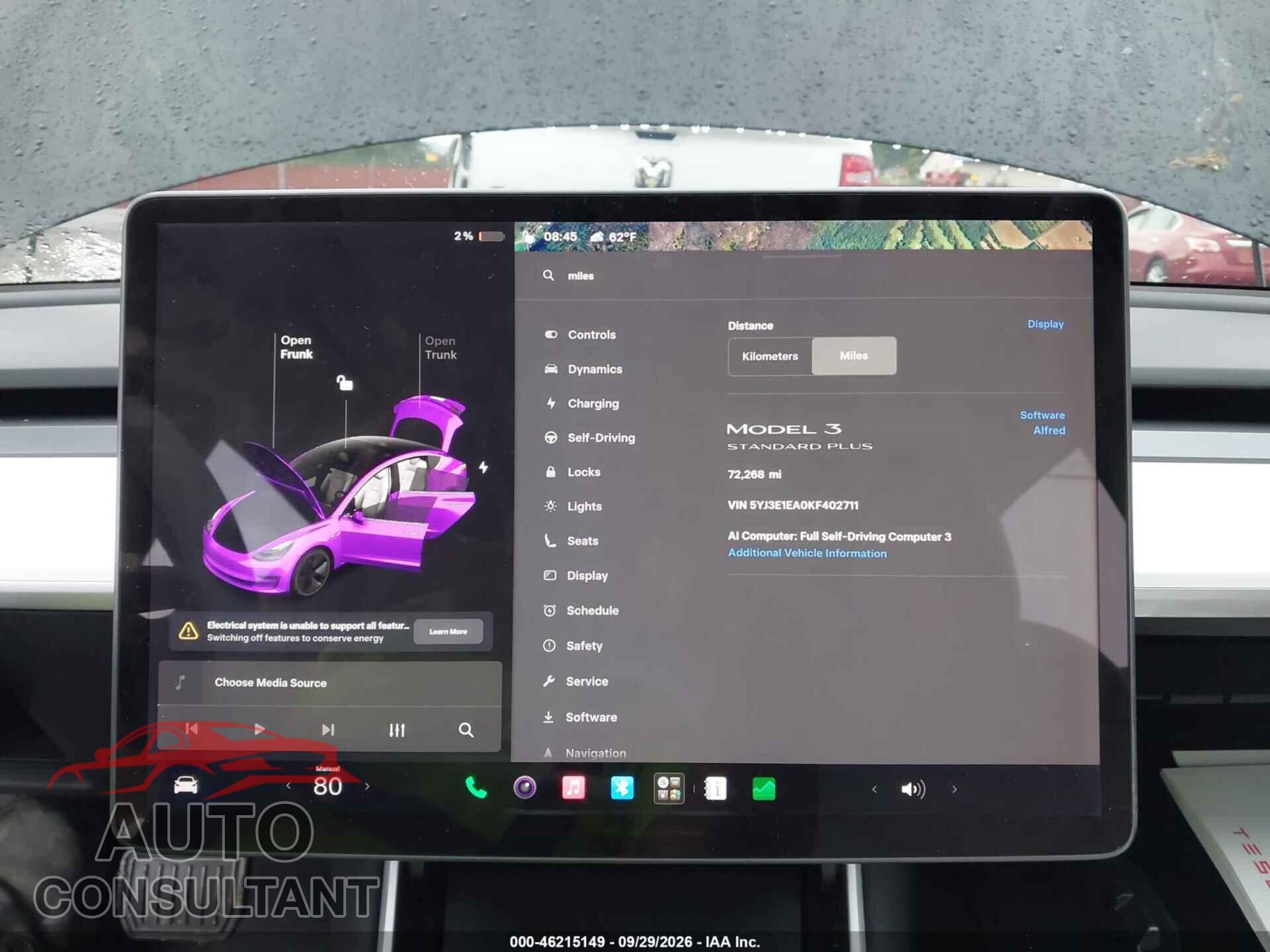 TESLA MODEL 3 2019 - 5YJ3E1EA0KF402711