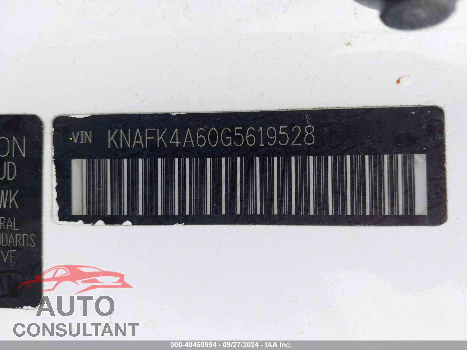 KIA FORTE 2016 - KNAFK4A60G5619528