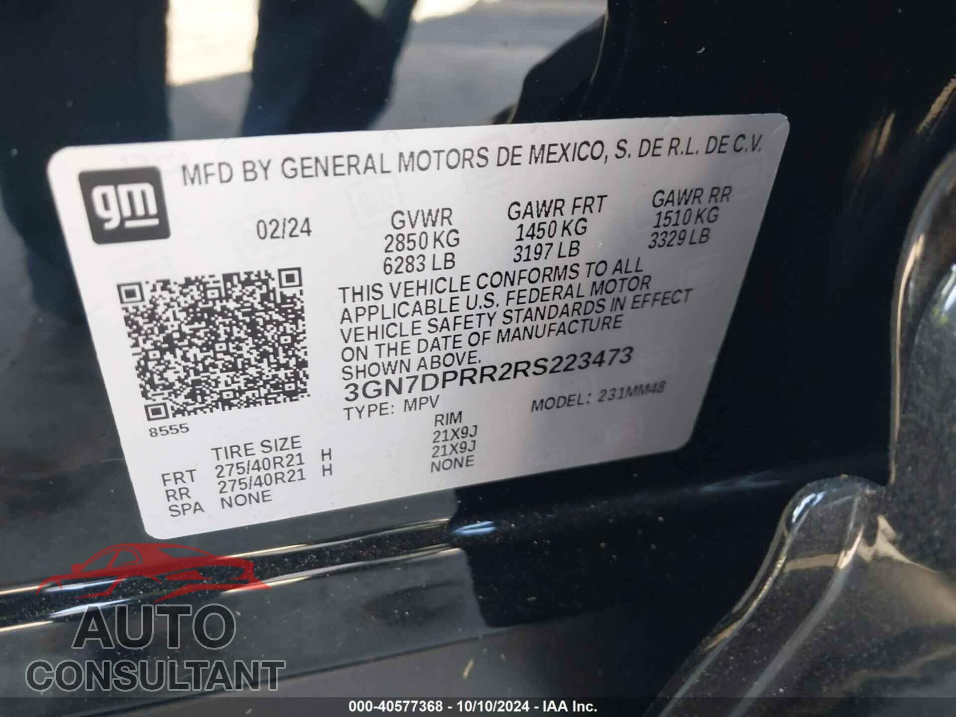 CHEVROLET EQUINOX EV 2024 - 3GN7DPRR2RS223473