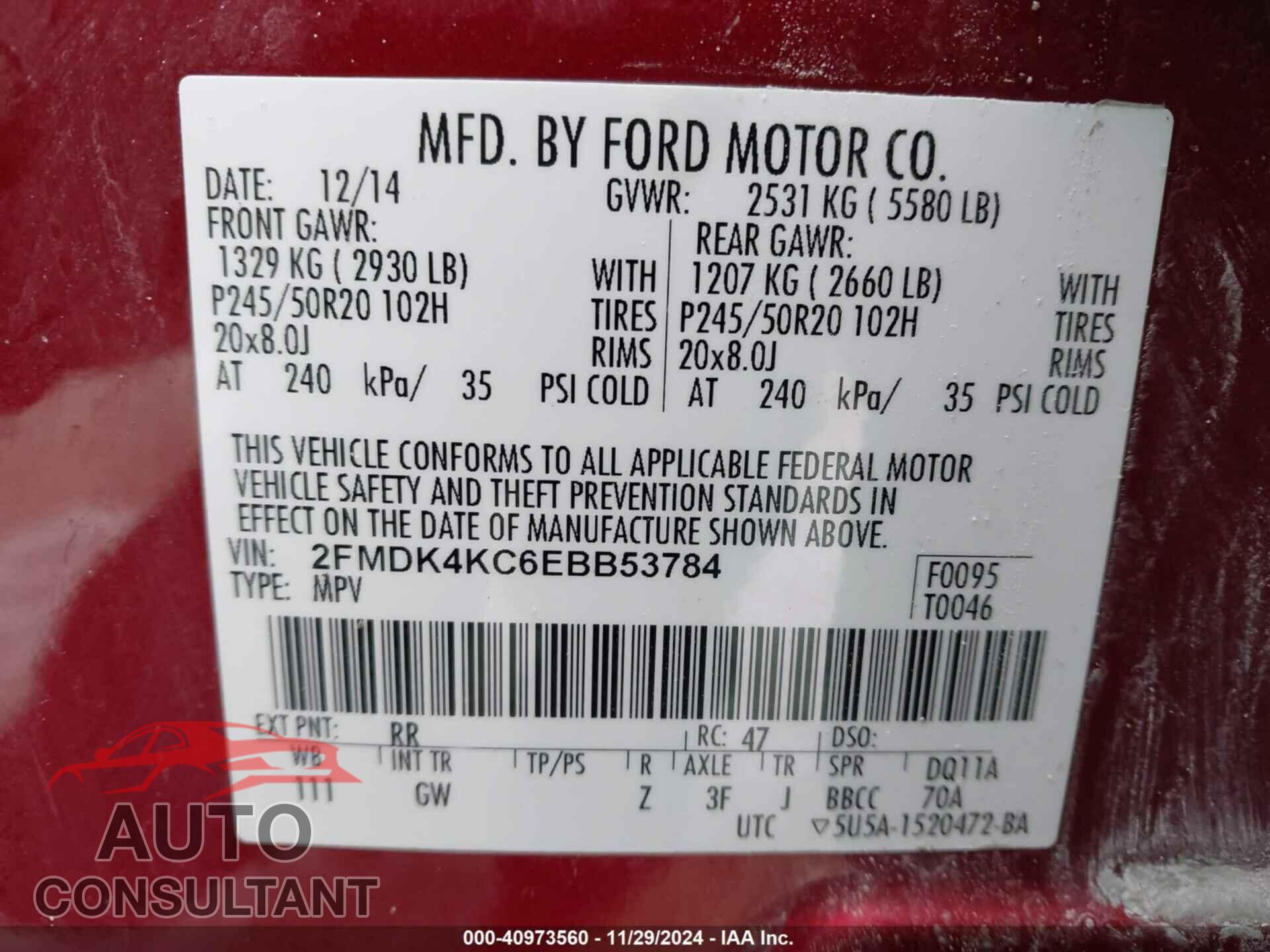 FORD EDGE 2014 - 2FMDK4KC6EBB53784