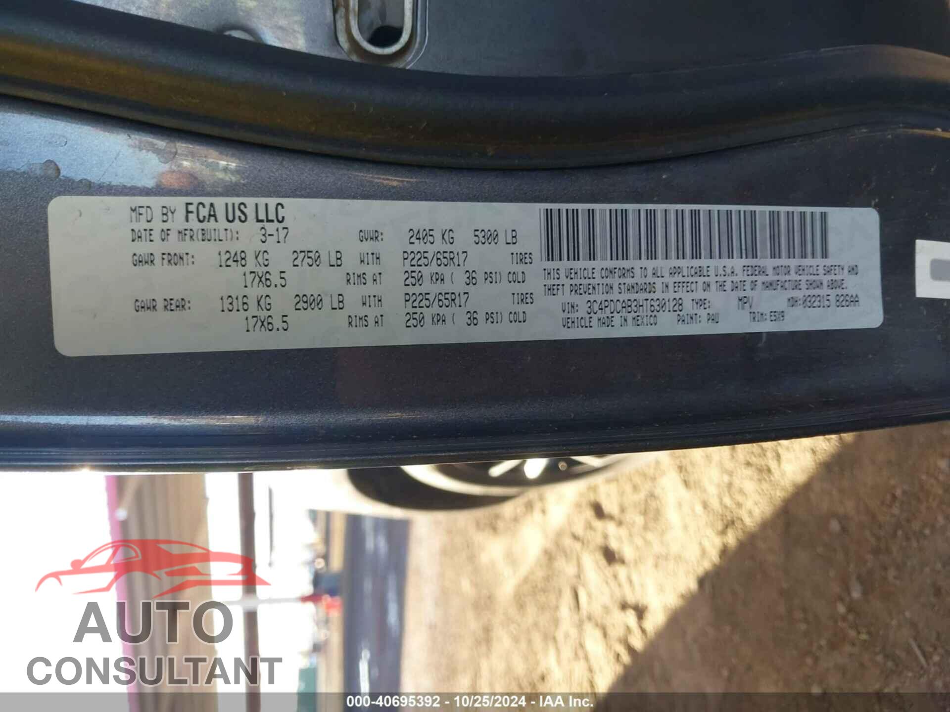 DODGE JOURNEY 2017 - 3C4PDCAB3HT630128