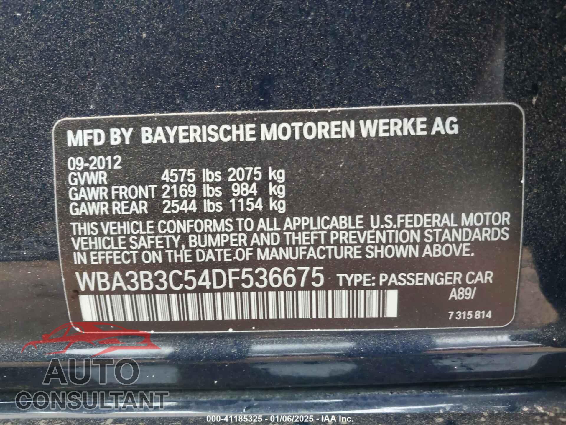 BMW 328I 2013 - WBA3B3C54DF536675