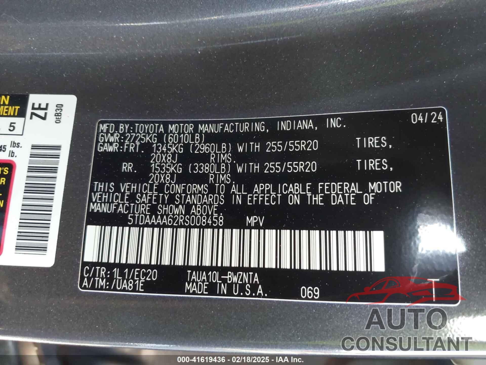 LEXUS TX 350 2024 - 5TDAAAA62RS008458
