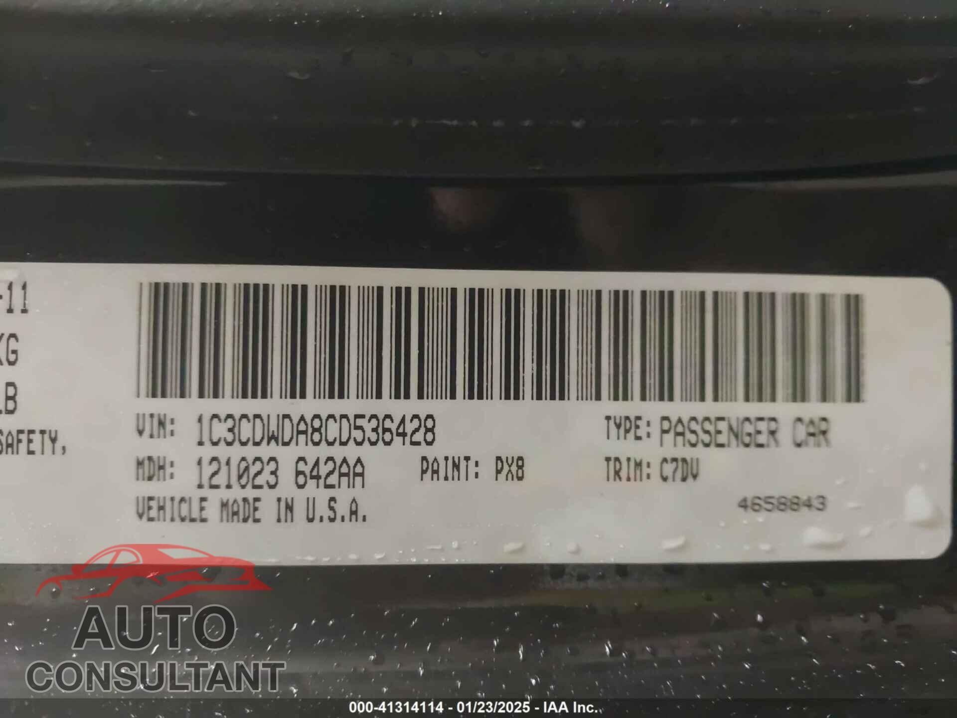 DODGE CALIBER 2012 - 1C3CDWDA8CD536428