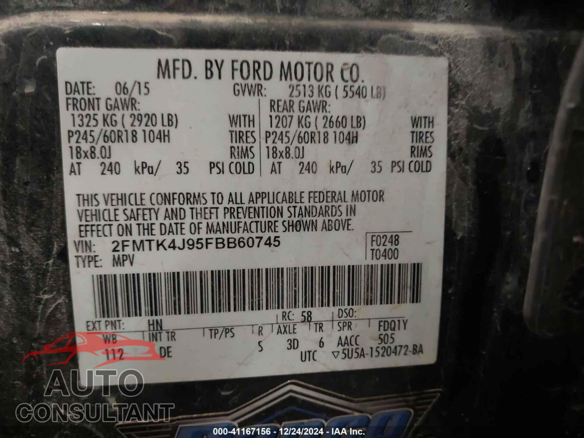 FORD EDGE 2015 - 2FMTK4J95FBB60745