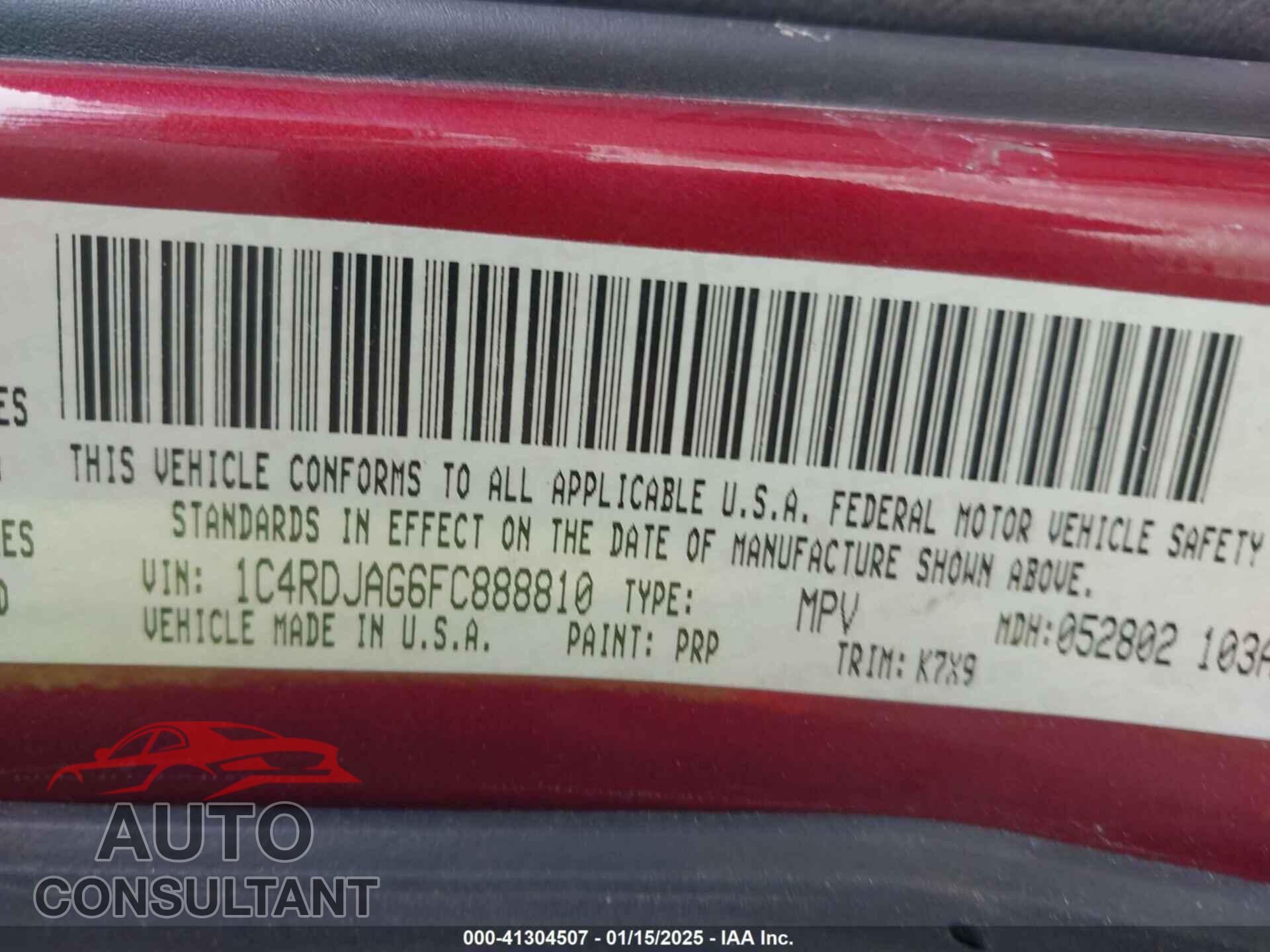 DODGE DURANGO 2015 - 1C4RDJAG6FC888810