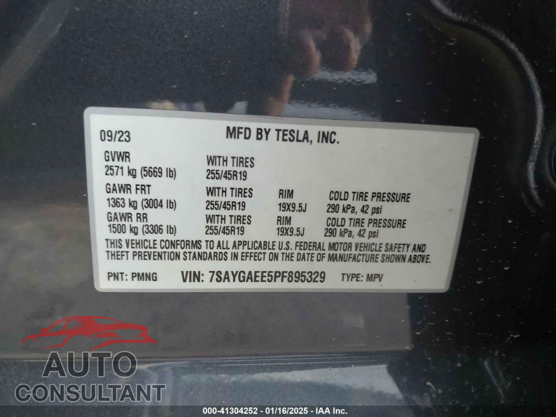 TESLA MODEL Y 2023 - 7SAYGAEE5PF895329