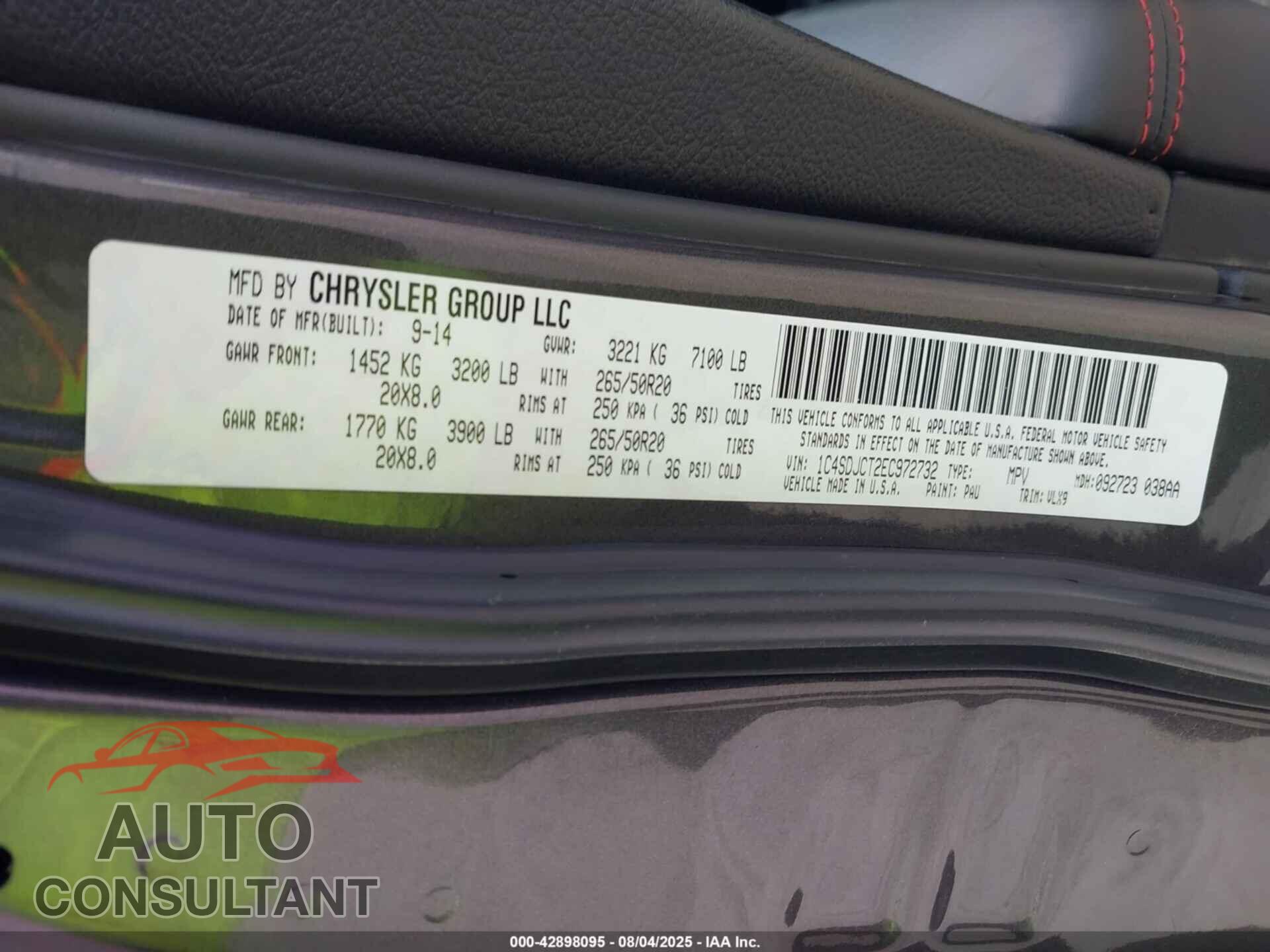 DODGE DURANGO 2014 - 1C4SDJCT2EC972732