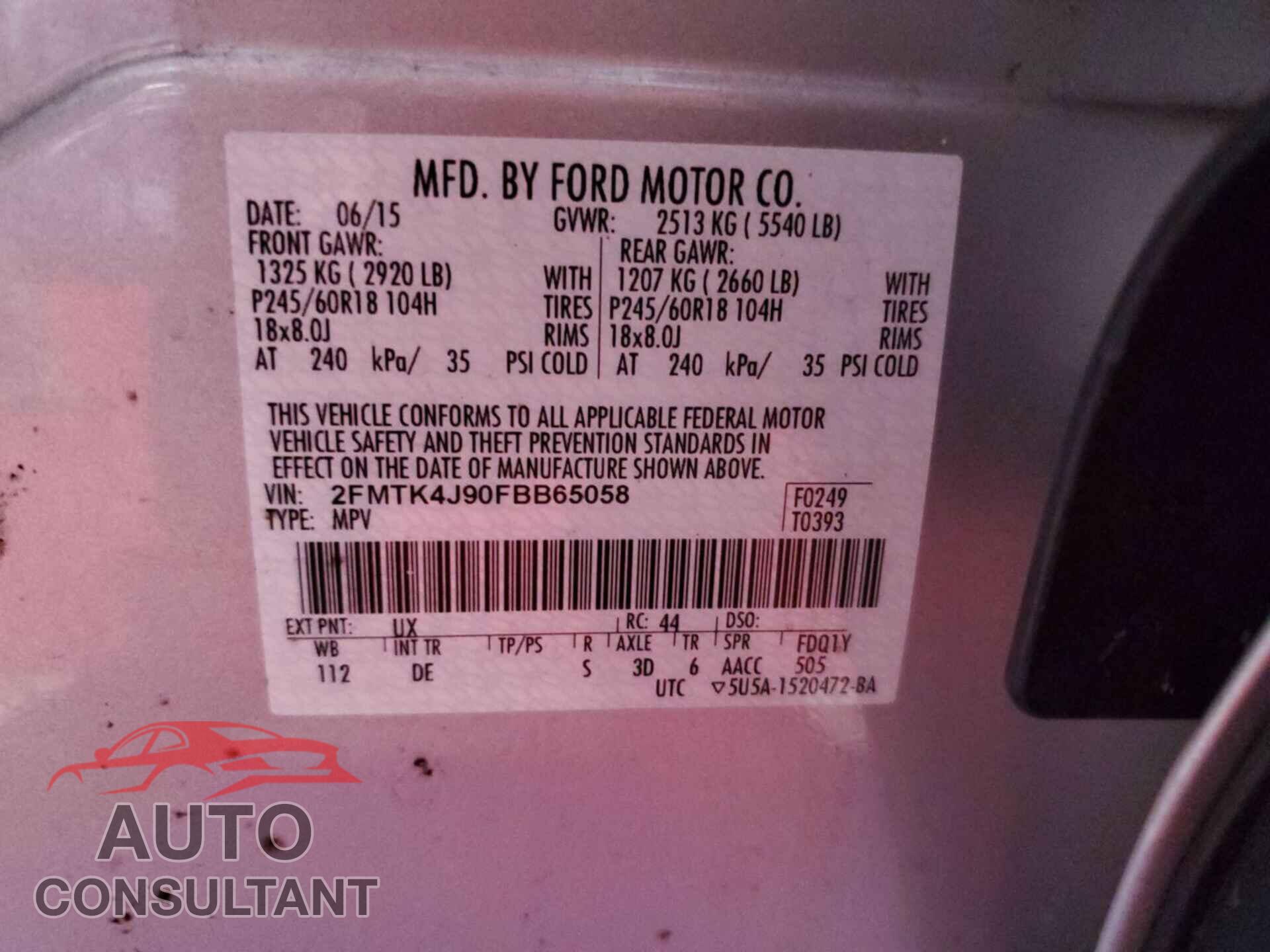 FORD EDGE 2015 - 2FMTK4J90FBB65058