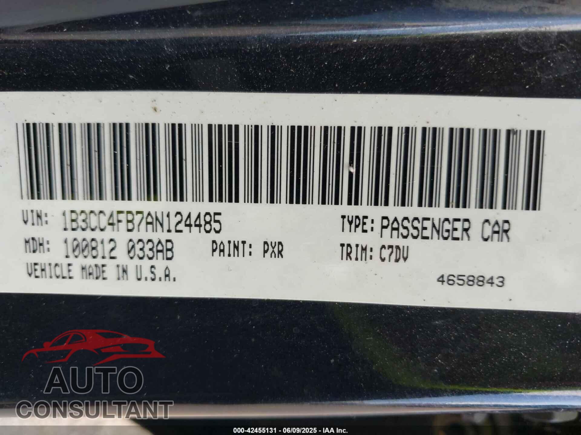 DODGE AVENGER 2010 - 1B3CC4FB7AN124485