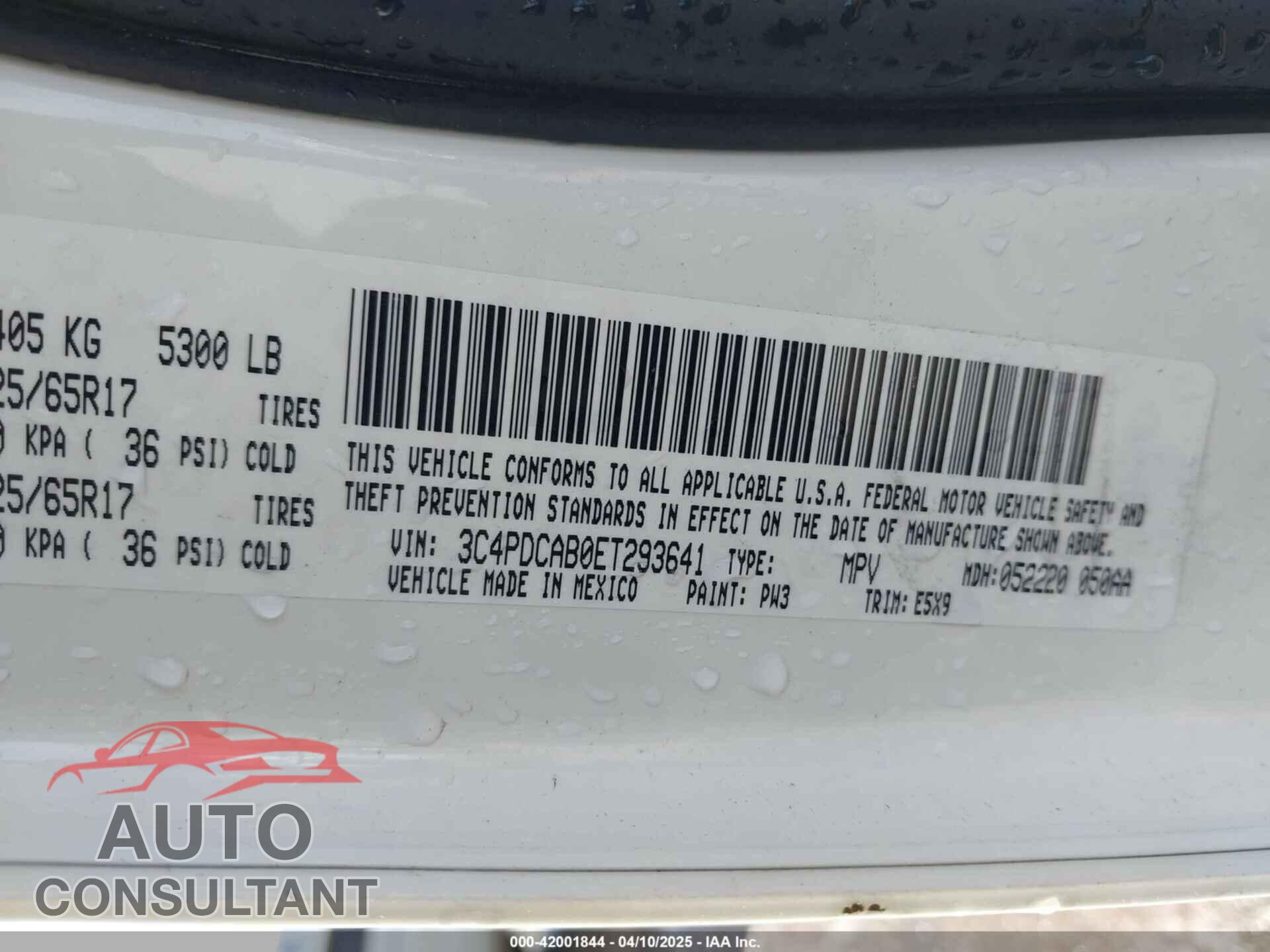 DODGE JOURNEY 2014 - 3C4PDCAB0ET293641