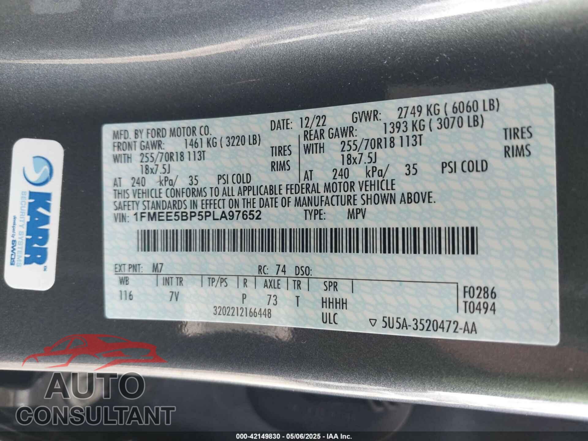 FORD BRONCO 2023 - 1FMEE5BP5PLA97652