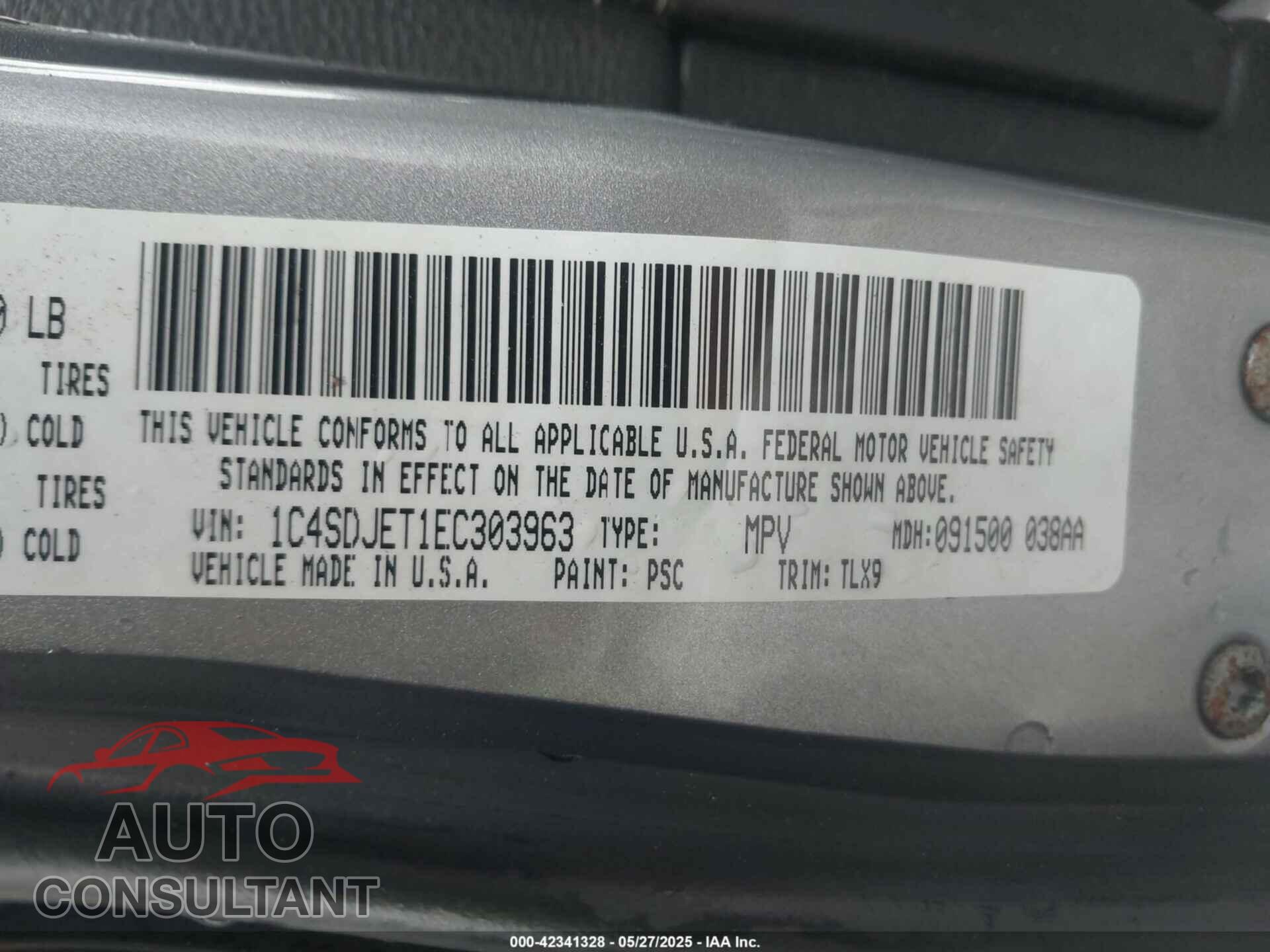 DODGE DURANGO 2014 - 1C4SDJET1EC303963