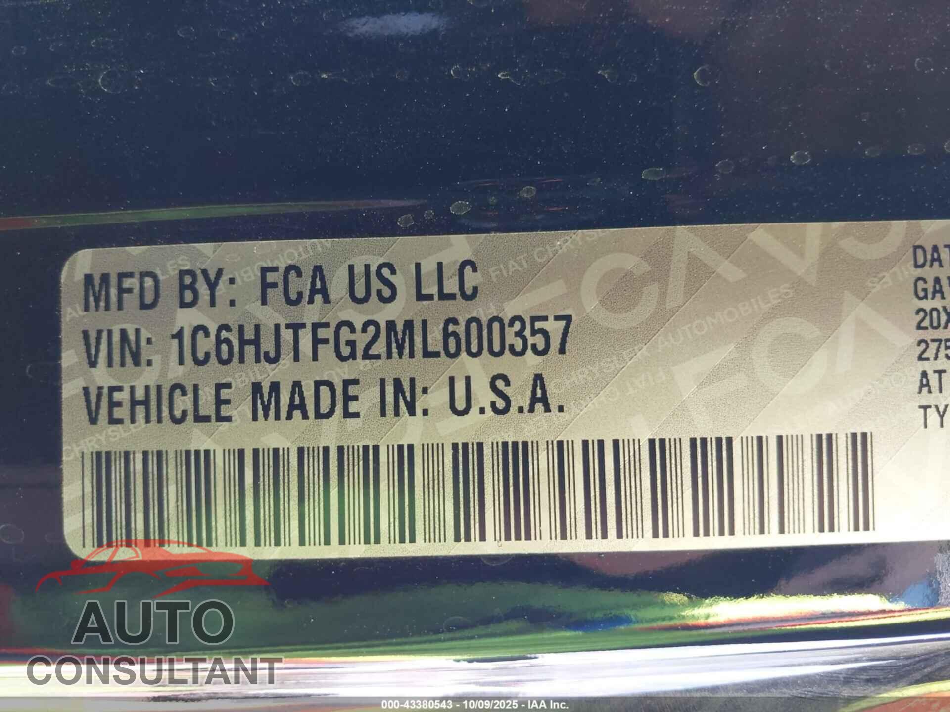 JEEP GLADIATOR 2021 - 1C6HJTFG2ML600357