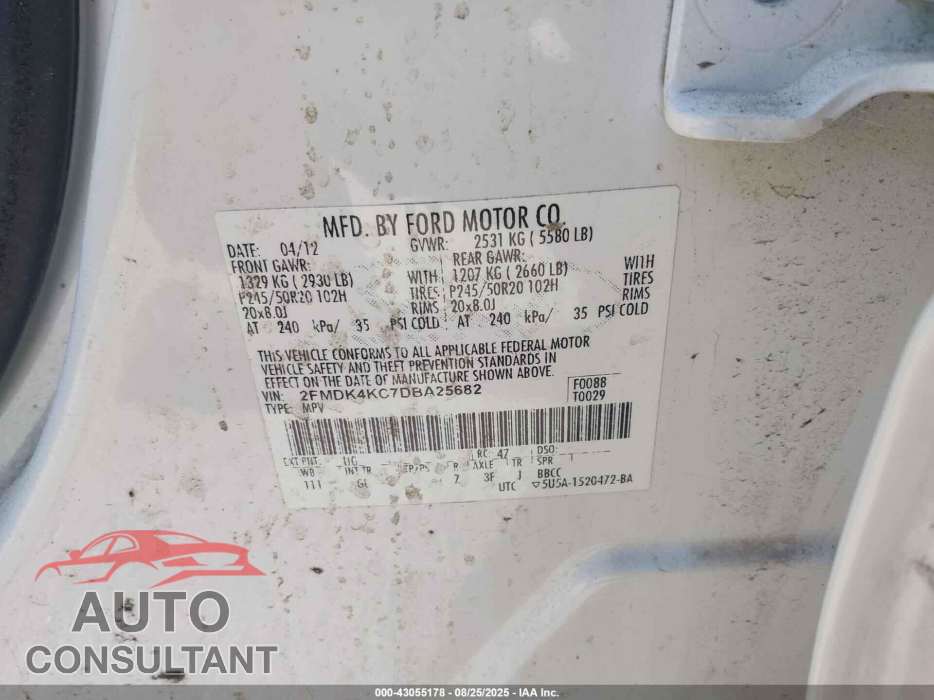 FORD EDGE 2013 - 2FMDK4KC7DBA25682