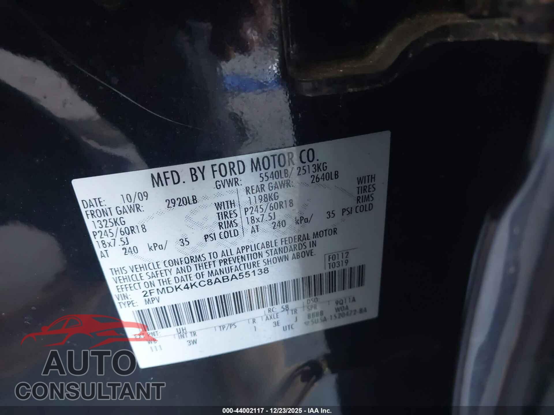 FORD EDGE 2010 - 2FMDK4KC8ABA55138