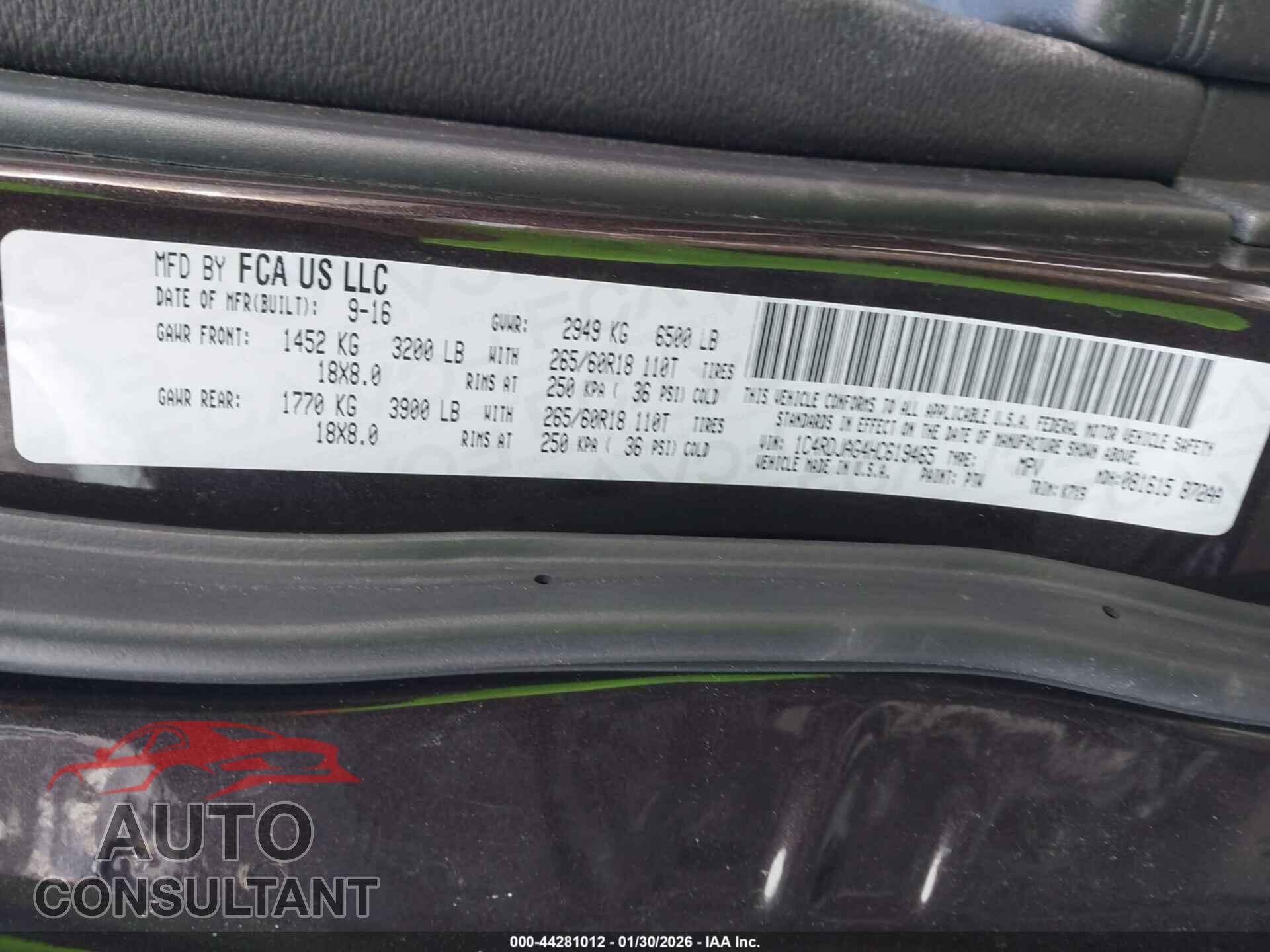 DODGE DURANGO 2017 - 1C4RDJAG4HC619465