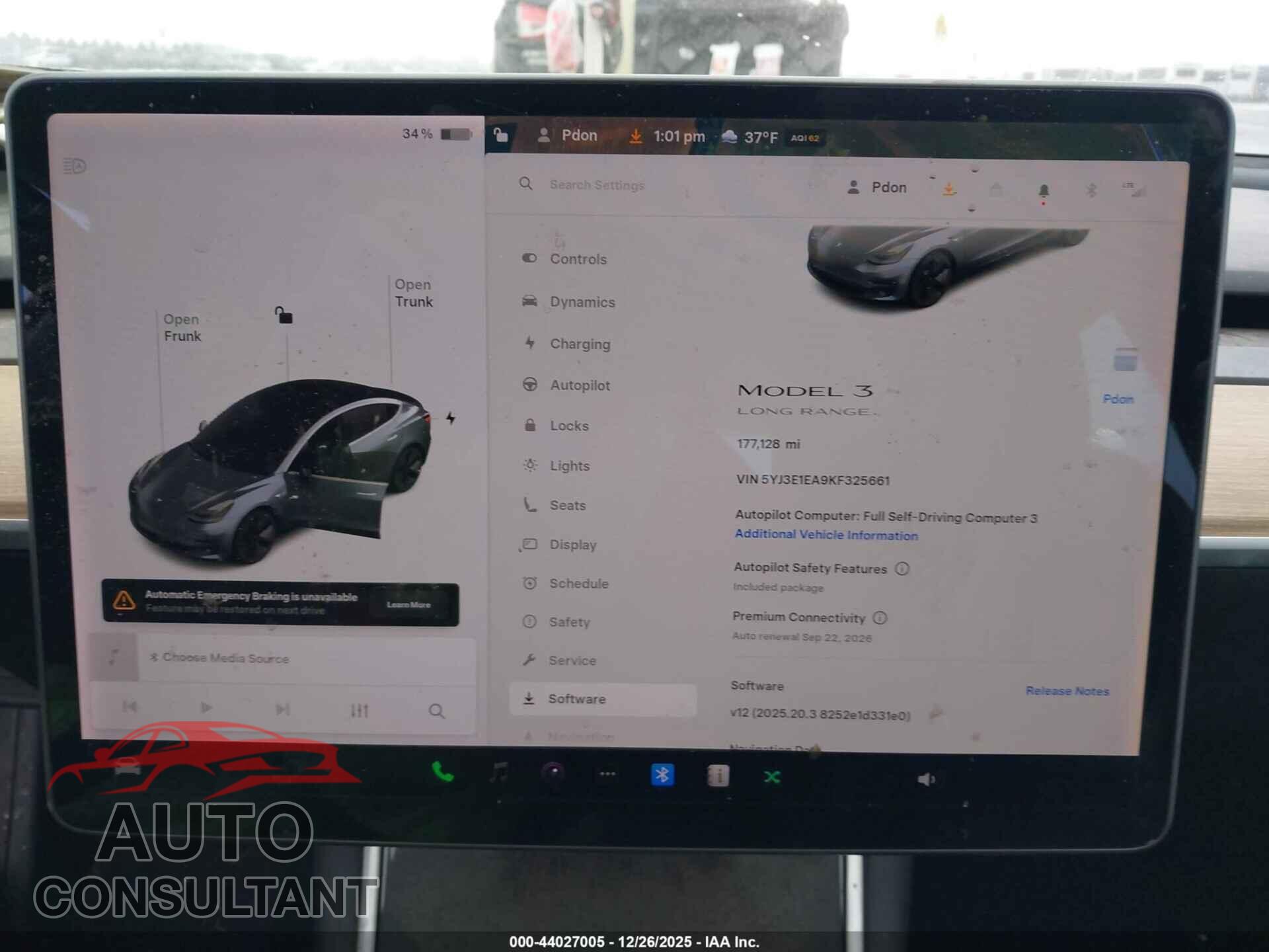 TESLA MODEL 3 2019 - 5YJ3E1EA9KF325661