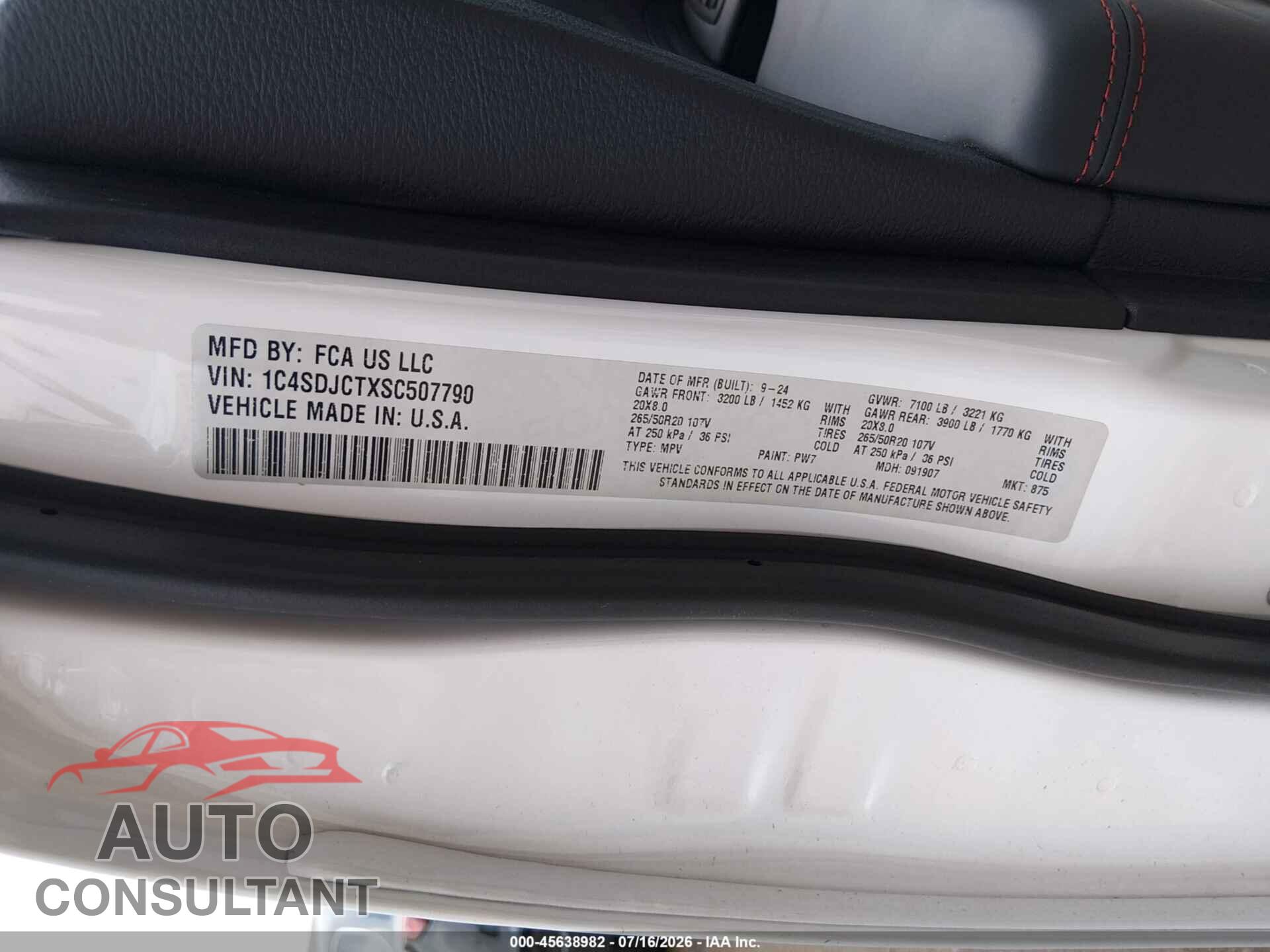 DODGE DURANGO 2025 - 1C4SDJCTXSC507790