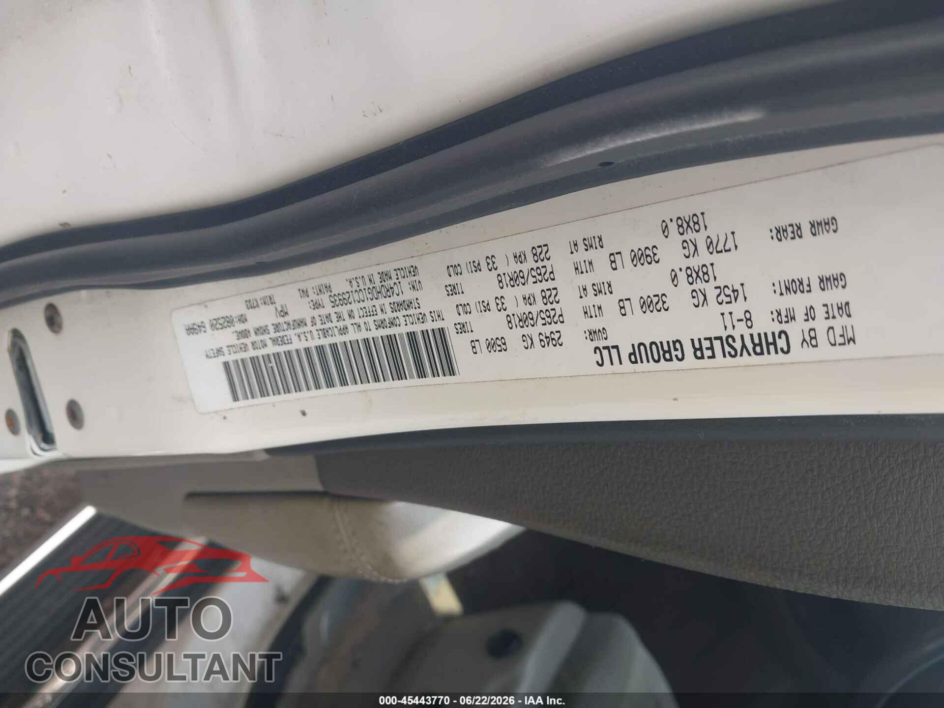 DODGE DURANGO 2012 - 1C4RDHDG1CC129935