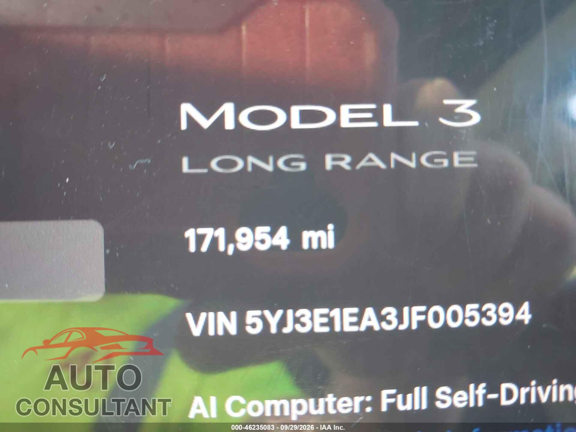 TESLA MODEL 3 2018 - 5YJ3E1EA3JF005394