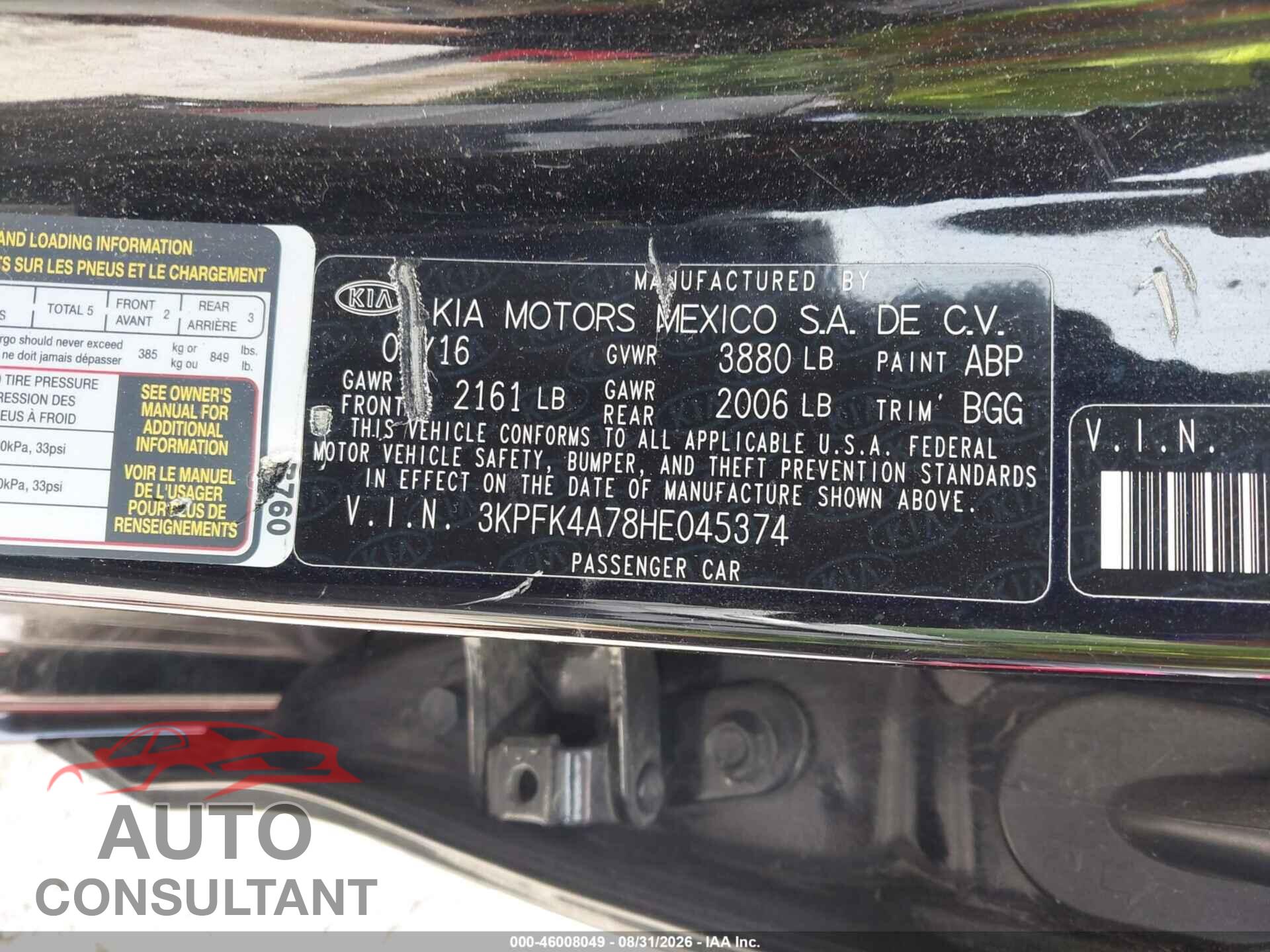 KIA FORTE 2017 - 3KPFK4A78HE045374
