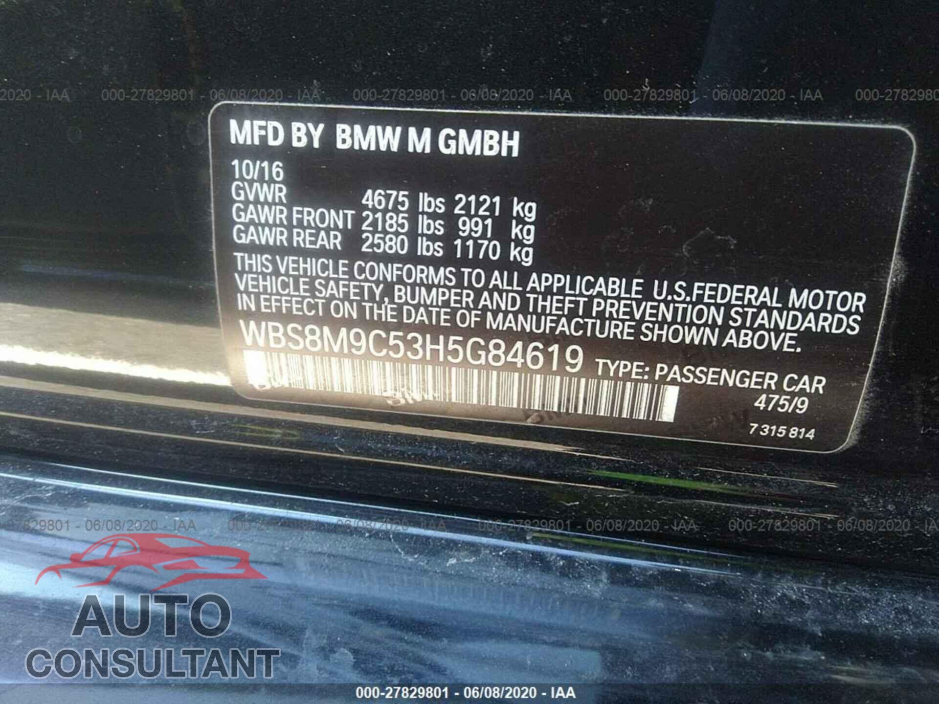 BMW M3 2017 - WBS8M9C53H5G84619