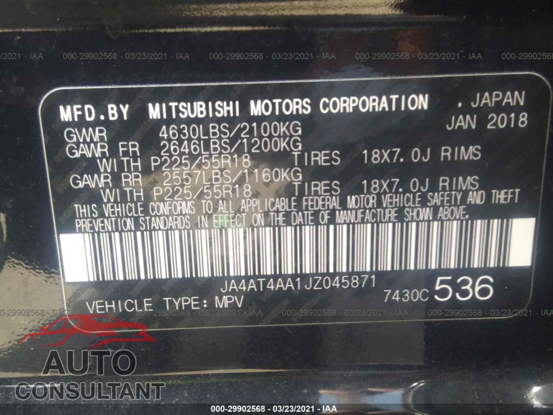 MITSUBISHI ECLIPSE CROSS 2018 - JA4AT4AA1JZ045871