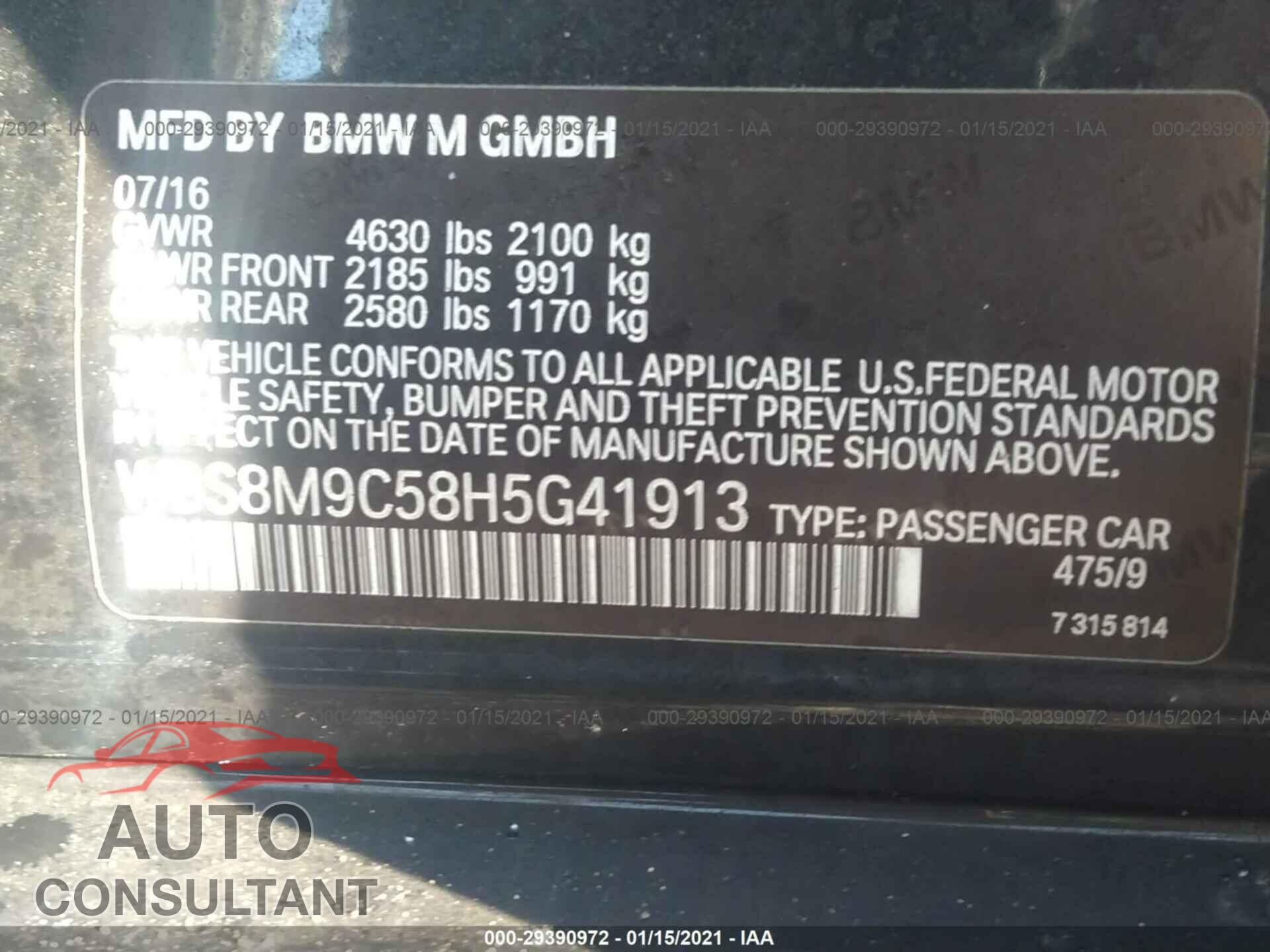 BMW M3 2017 - WBS8M9C58H5G41913