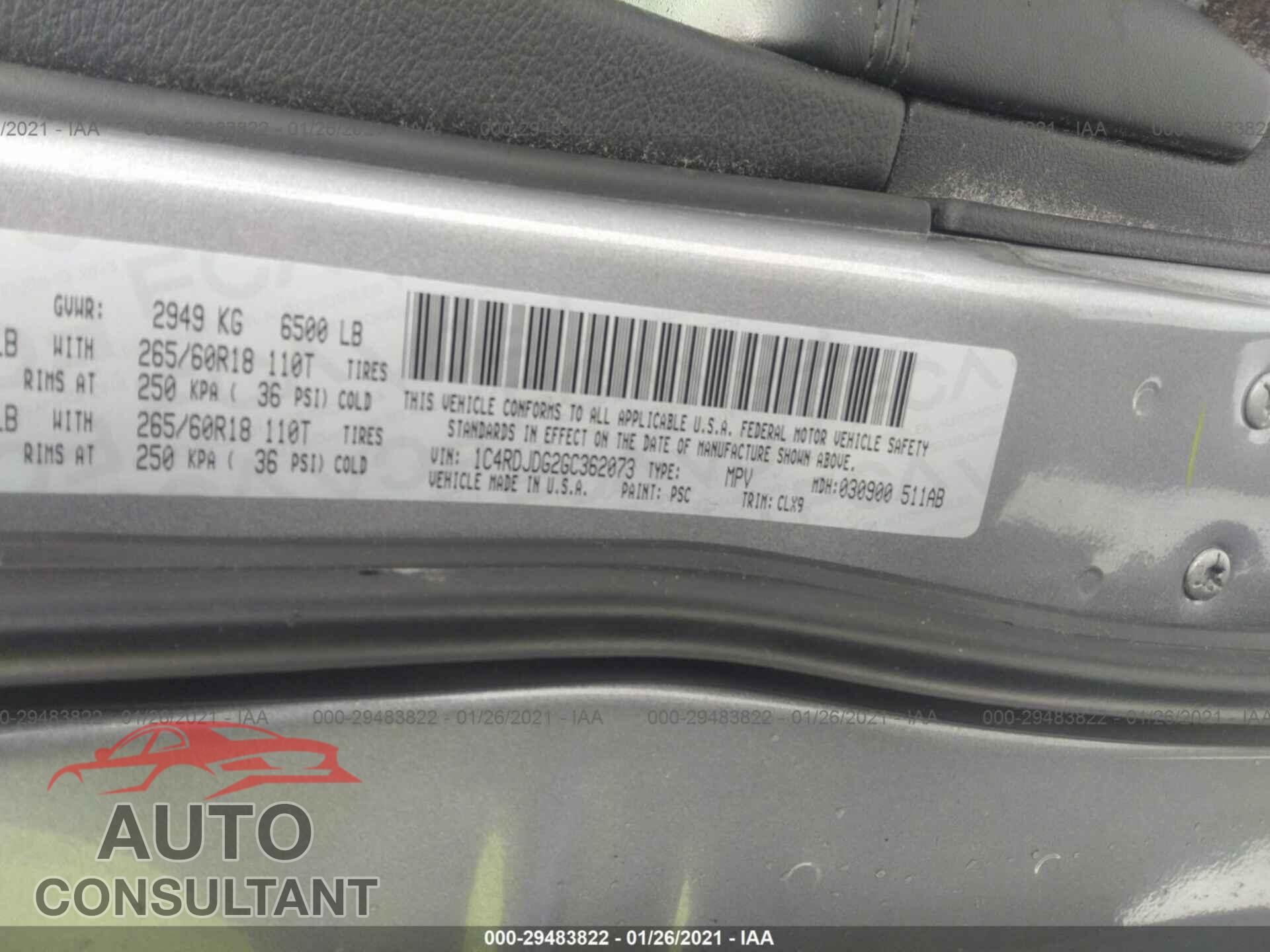 DODGE DURANGO 2016 - 1C4RDJDG2GC362073
