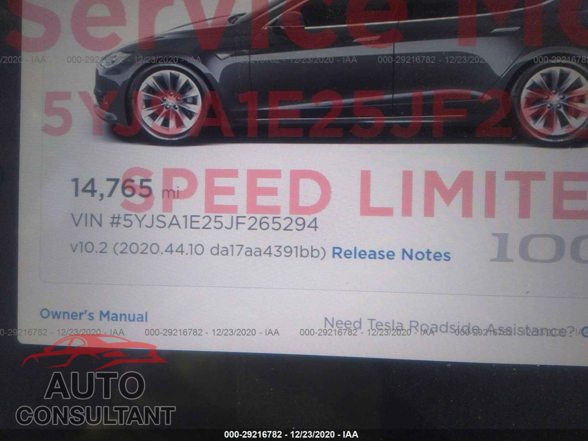 TESLA MODEL S 2018 - 5YJSA1E25JF265294