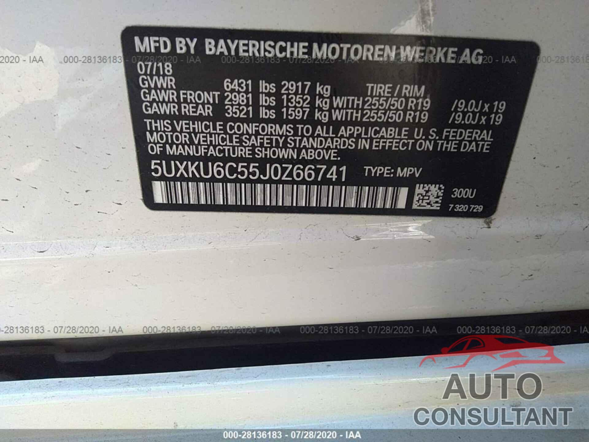 BMW X6 2018 - 5UXKU6C55J0Z66741