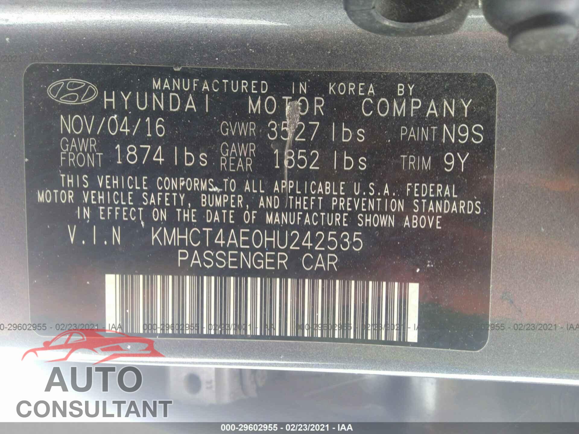 HYUNDAI ACCENT 2017 - KMHCT4AE0HU242535