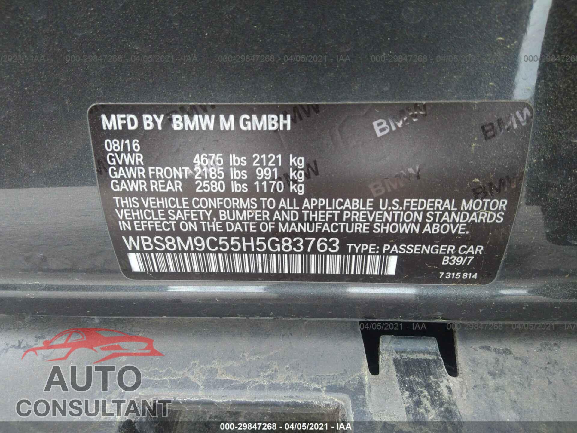 BMW M3 2017 - WBS8M9C55H5G83763