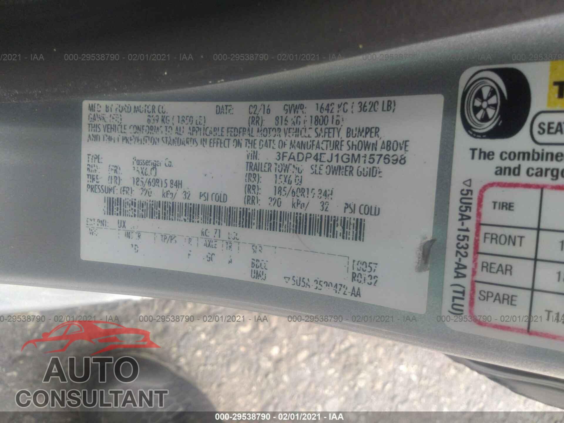 FORD FIESTA 2016 - 3FADP4EJ1GM157698