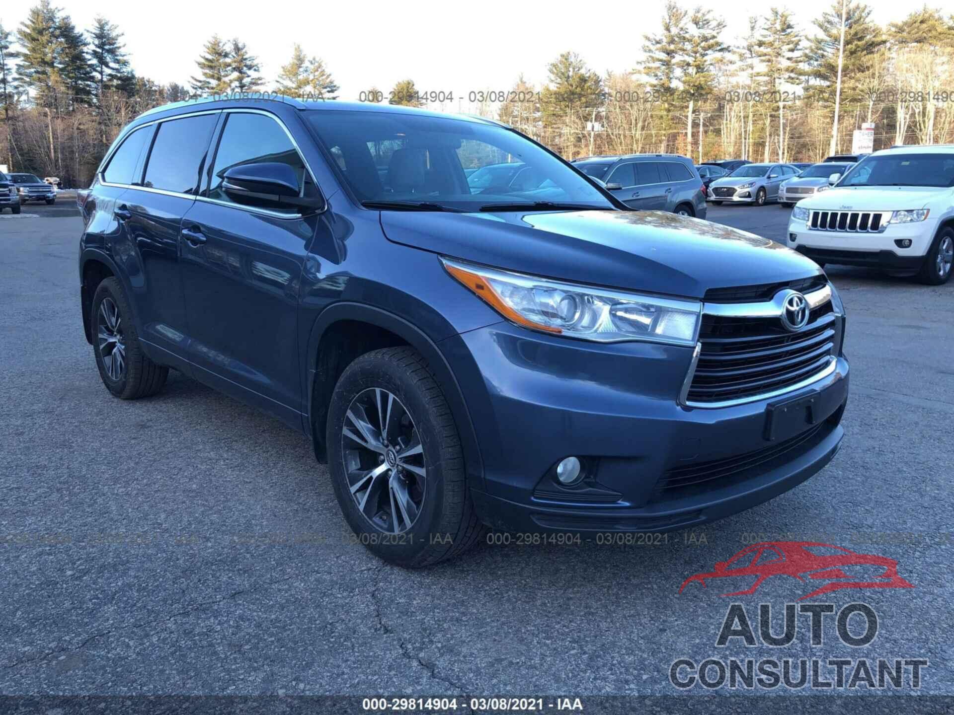 TOYOTA HIGHLANDER 2016 - 5TDJKRFH0GS319843