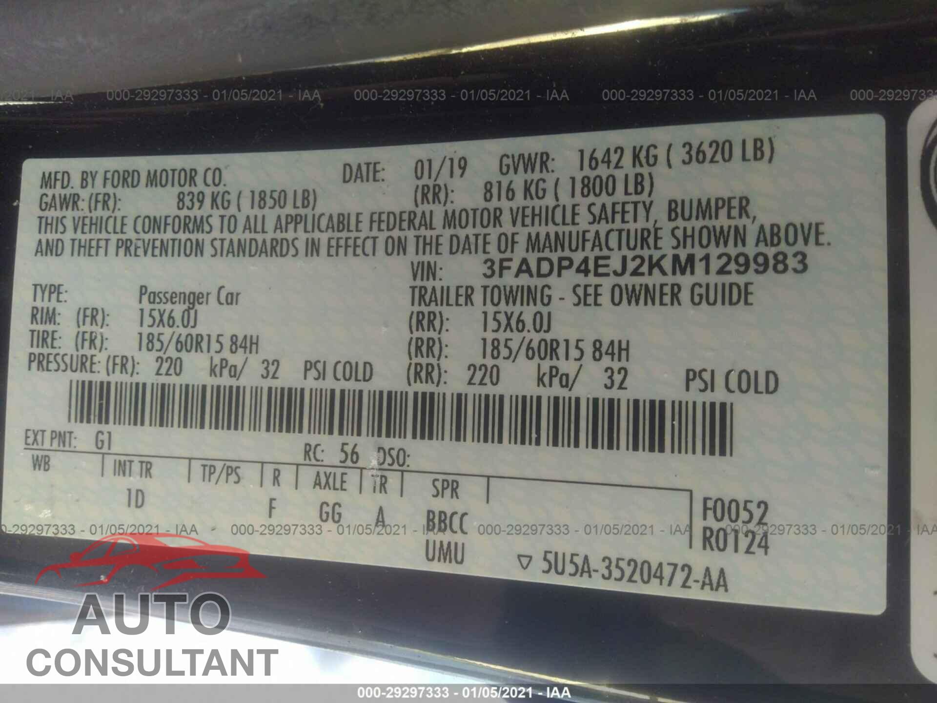 FORD FIESTA 2019 - 3FADP4EJ2KM129983