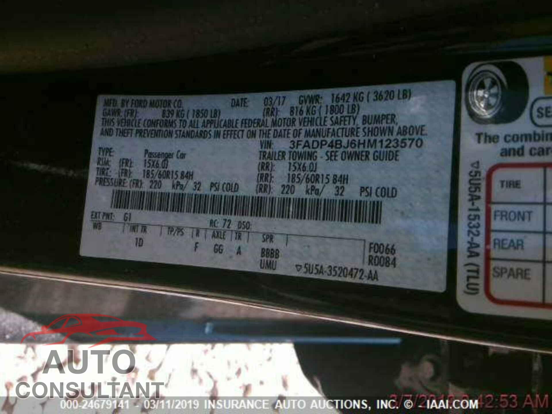 FORD FIESTA 2017 - 3FADP4BJ6HM123570