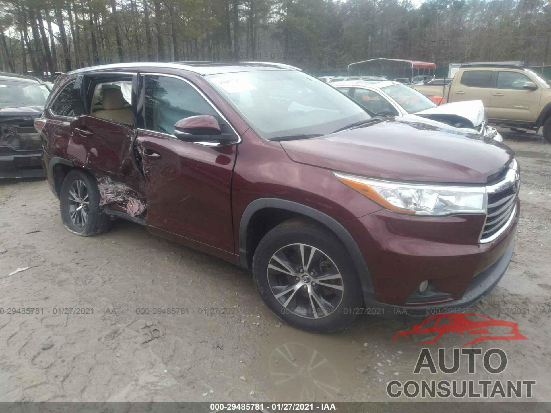 TOYOTA HIGHLANDER 2016 - 5TDKKRFH0GS123907
