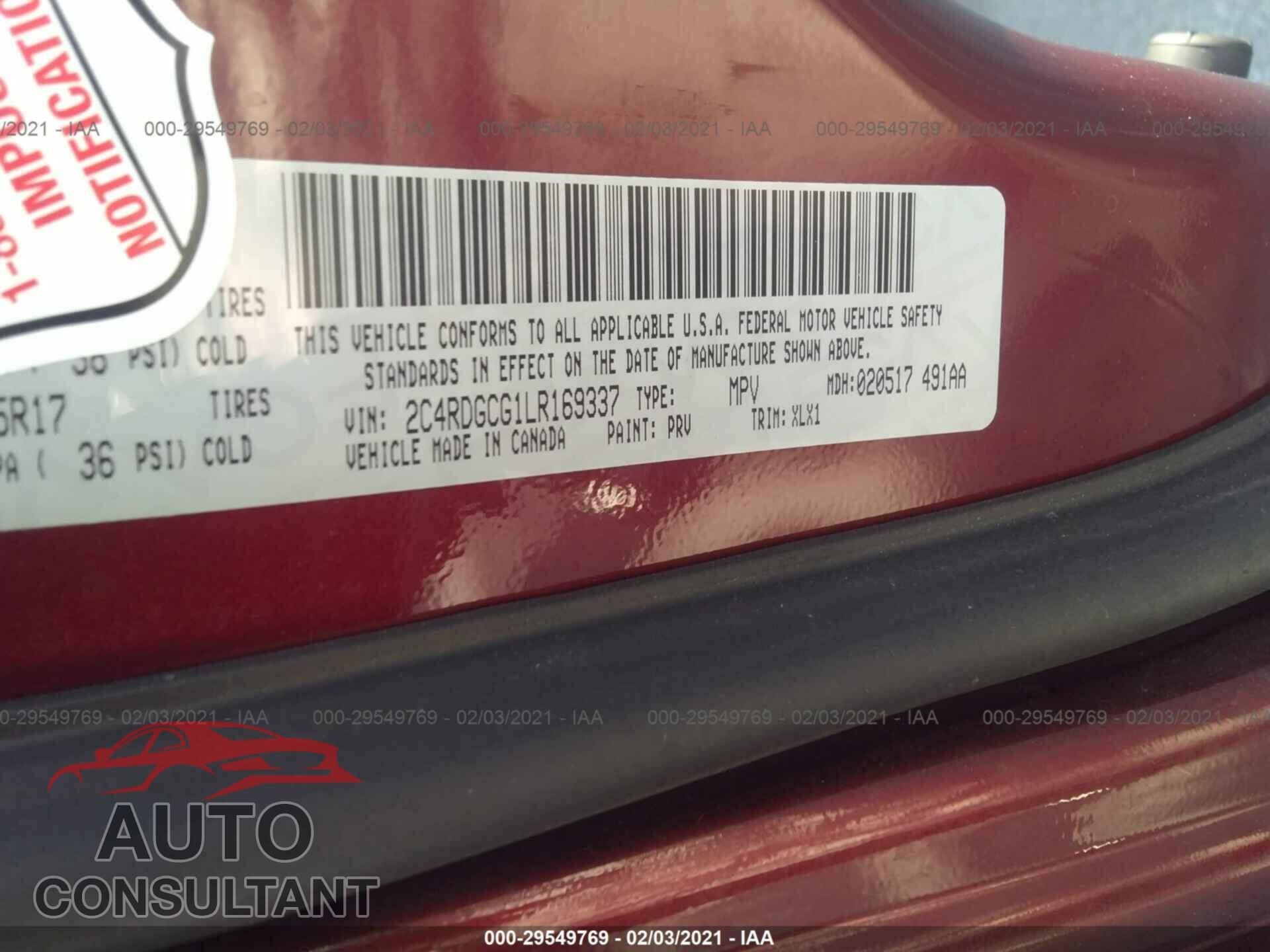 DODGE GRAND CARAVAN 2020 - 2C4RDGCG1LR169337