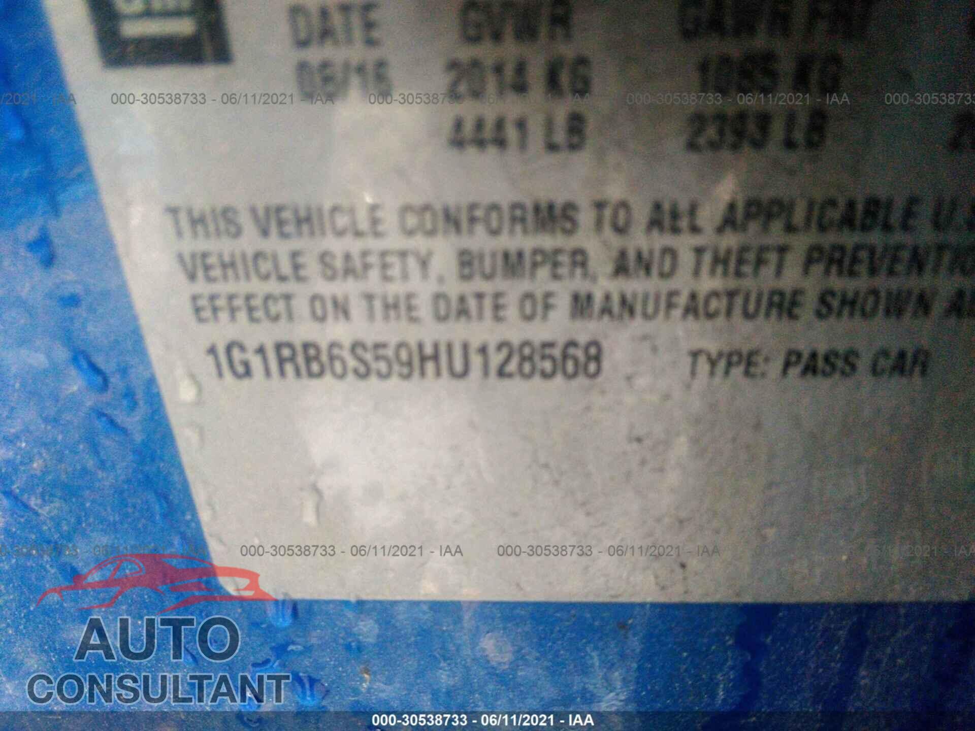 CHEVROLET VOLT 2017 - 1G1RB6S59HU128568