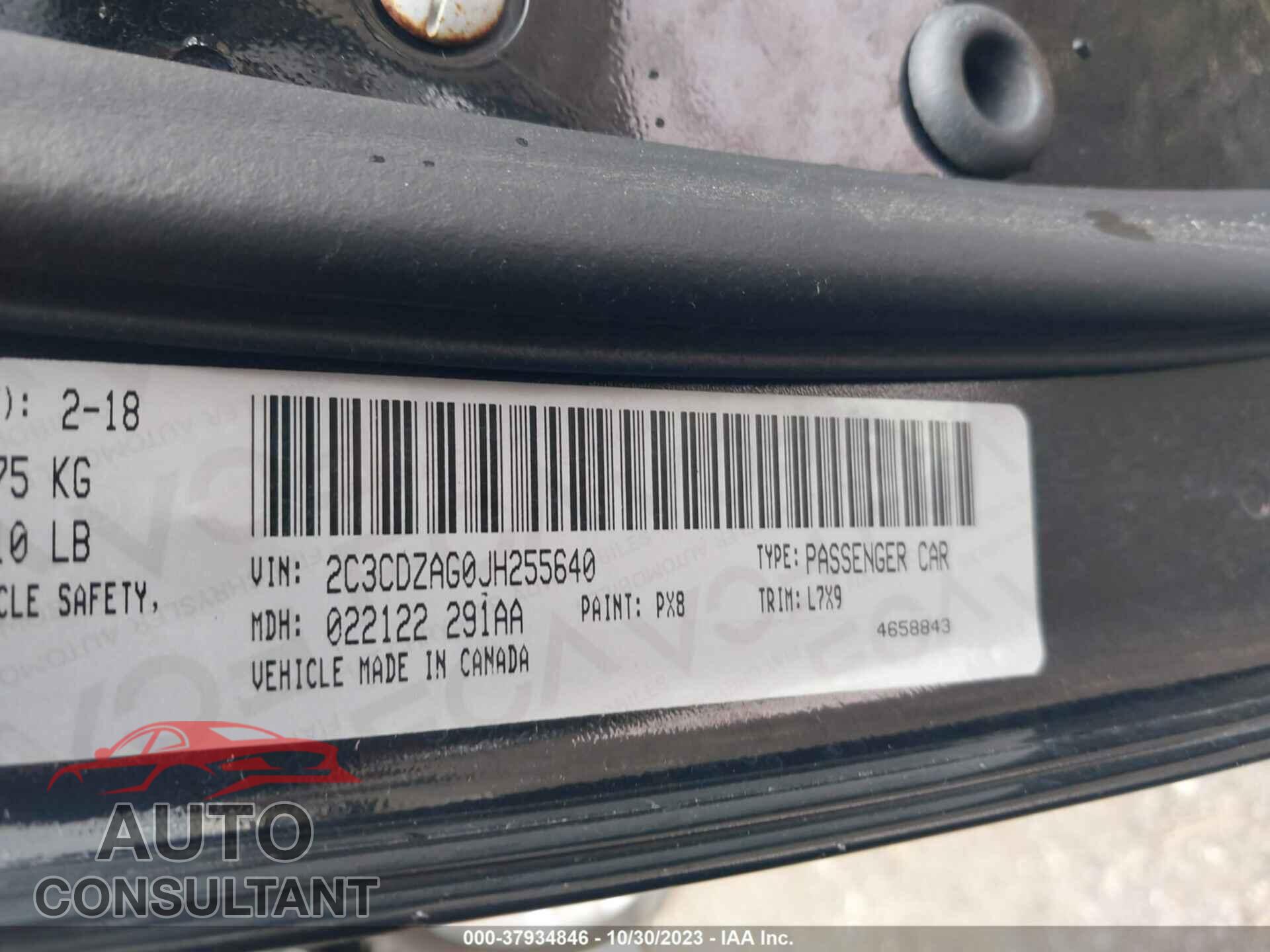 DODGE CHALLENGER 2018 - 2C3CDZAG0JH255640