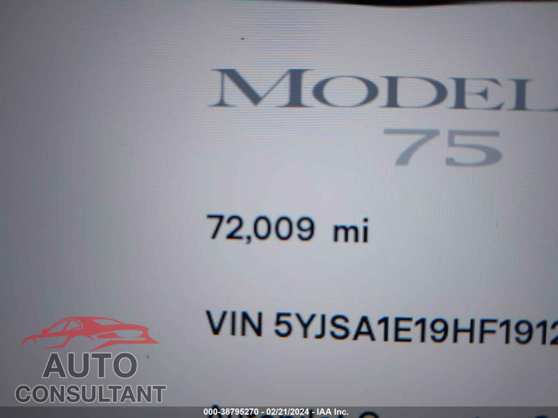 TESLA MODEL S 2017 - 5YJSA1E19HF191296