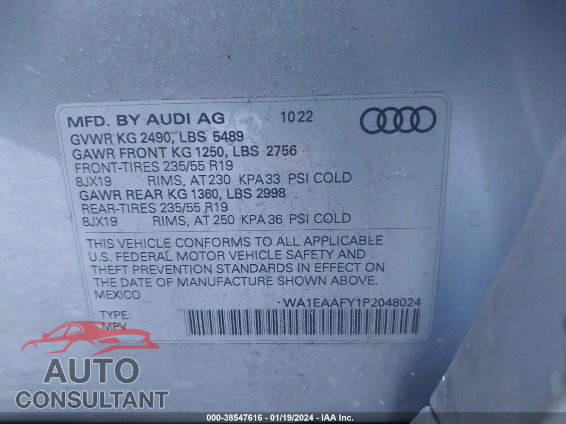AUDI Q5 2023 - WA1EAAFY1P2048024