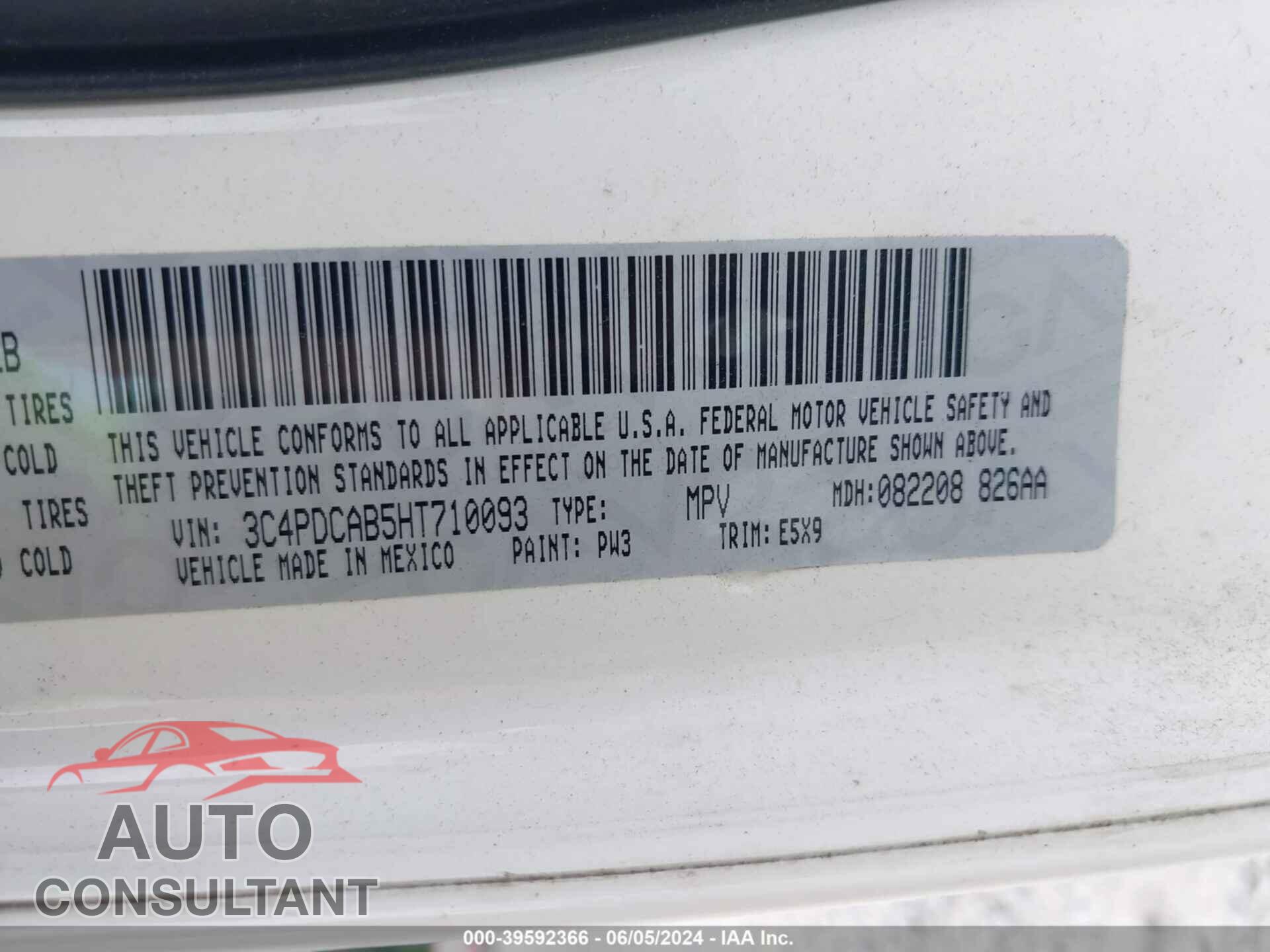 DODGE JOURNEY 2017 - 3C4PDCAB5HT710093