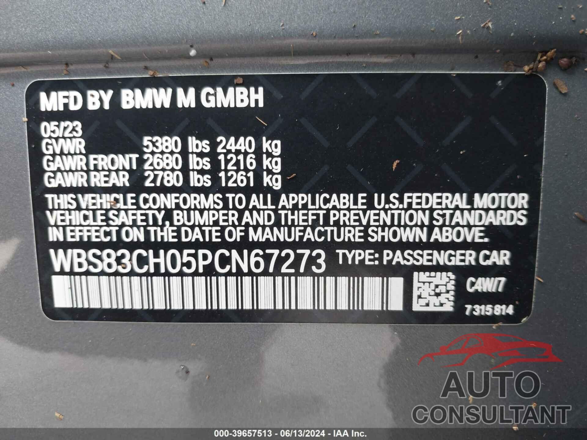 BMW M5 2023 - WBS83CH05PCN67273